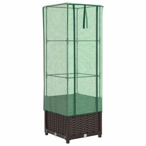 vidaXL rattan megjelenésű magaságyás melegháztakaróval 40x40x139 cm kép