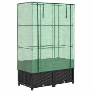 vidaXL rattan megjelenésű magaságyás melegháztakaróval 80x40x138 cm kép