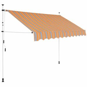 vidaXL kézzel feltekerhető napellenző kék-sárga csíkokkal 250 cm kép