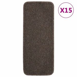 vidaXL 15 db barna négyszögű csúszásmentes lépcsőszőnyeg 60 x 25 cm kép