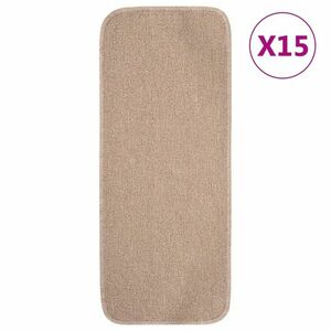 vidaXL 15 db bézs négyszögű csúszásmentes lépcsőszőnyeg 60 x 25 cm kép