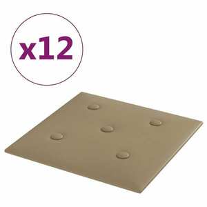 vidaXL 12 db cappuccino színű műbőr fali panel 30 x 30 cm 1, 08 m² kép