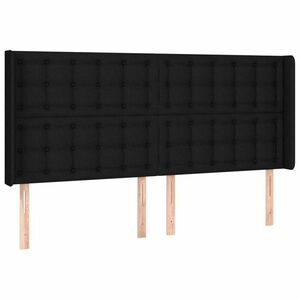 vidaXL fekete szövet fejtámla szárnyakkal 203x16x118/128 cm kép