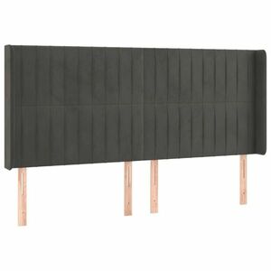 vidaXL sötétszürke bársony fejtámla szárnyakkal 203x16x118/128 cm kép