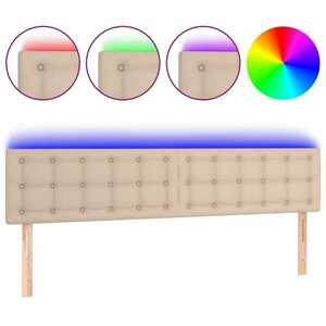 vidaXL cappuccino színű műbőr LED-es fejtámla 200 x 5 x 78/88 cm kép