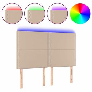 vidaXL cappuccino műbőr LED-es fejtámla 144x5x118/128 cm kép