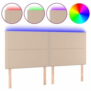 vidaXL cappuccino műbőr LED-es fejtámla 160x5x118/128 cm kép