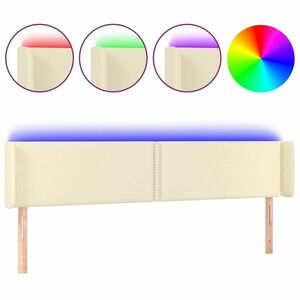 vidaXL krémszínű műbőr LED-es fejtámla 163 x 16 x 78/88 cm kép