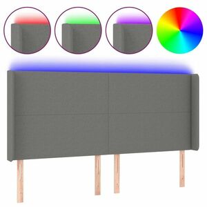 vidaXL sötétszürke szövet LED-es fejtámla 183x16x118/128 cm kép