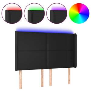 vidaXL fekete műbőr LED-es fejtámla 147x16x118/128 cm kép