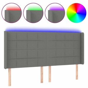 vidaXL sötétszürke szövet LED-es fejtámla 163x16x118/128 cm kép