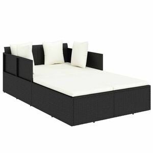 vidaXL fekete polyrattan napozóágy párnával 182 x 118 x 63 cm kép