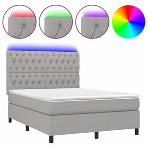 vidaXL sötétszürke szövet rugós és LED-es ágy matraccal 140x190 cm kép