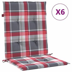 vidaXL 6 db piros kockás oxford szövet háttámlás székpárna 100x50x3 cm kép