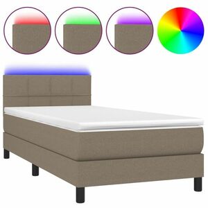 vidaXL tópszínű szövet rugós és LED-es ágy matraccal 90x190 cm kép