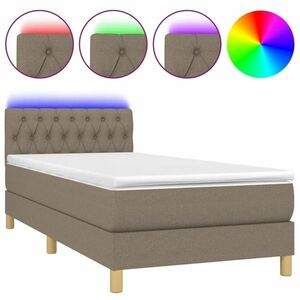 vidaXL tópszínű szövet rugós és LED-es ágy matraccal 90x190 cm kép