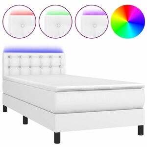 vidaXL fehér műbőr rugós ágy matraccal és LED-del 80 x 200 cm kép