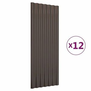 vidaXL 12 db barna porszórt acél tetőpanel 100 x 36 cm kép