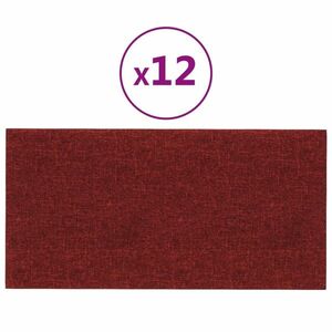 vidaXL 12 db bordó szövet fali panel 30 x 15 cm 0, 54 m² kép