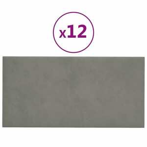 vidaXL 12 db világosszürke bársony fali panel 30 x 15 cm 0, 54 m² kép