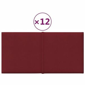 vidaXL 12 db bordó szövet fali panel 30 x 15 cm 0, 54 m² kép