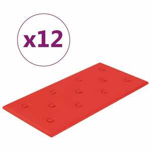 vidaXL 12 db piros műbőr fali panel 60 x 30 cm 2, 16 m² kép