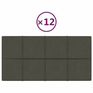 vidaXL 12 db sötétszürke bársony fali panel 60x30 cm 2, 16 m² kép