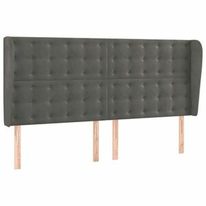 vidaXL sötétszürke bársony fejtámla szárnyakkal 203x23x118/128 cm kép