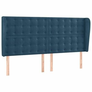 vidaXL sötétkék bársony fejtámla szárnyakkal 203x23x118/128 cm kép