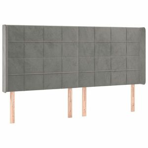 vidaXL világosszürke bársony fejtámla szárnyakkal 203x16x118/128 cm kép