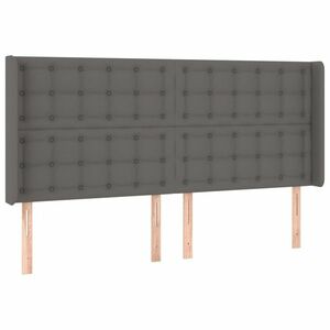 vidaXL szürke műbőr fejtámla szárnyakkal 203x16x118/128 cm kép