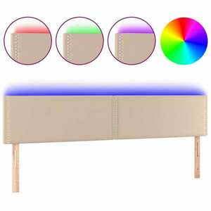 vidaXL cappuccino színű műbőr LED-es fejtámla 180 x 5 x 78/88 cm kép