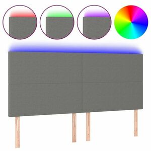 vidaXL sötétszürke szövet LED-es fejtámla 180x5x118/128 cm kép