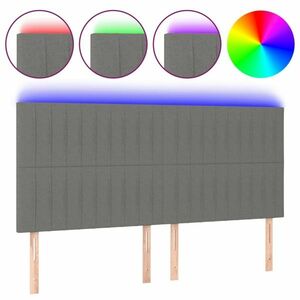 vidaXL sötétszürke szövet LED-es fejtámla 180x5x118/128 cm kép