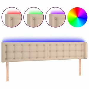 vidaXL cappuccino színű műbőr LED-es fejtámla 183x16x78/88 cm kép