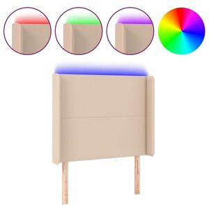 vidaXL cappuccino műbőr LED-es fejtámla 93x16x118/128 cm kép