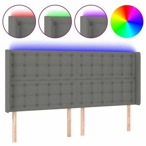 vidaXL sötétszürke szövet LED-es fejtámla 183x16x118/128 cm kép