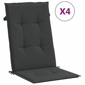 vidaXL 4 db fekete szövet kerti magas háttámlájú székpárna 120x50x3 cm kép