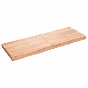 vidaXL világosbarna kezelt tömör fa fürdőszobai pult 140x50x(2-6) cm kép