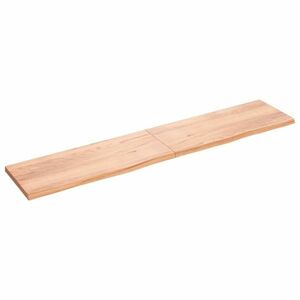 vidaXL világosbarna kezelt tömör fa fürdőszobai pult 200x40x(2-4) cm kép