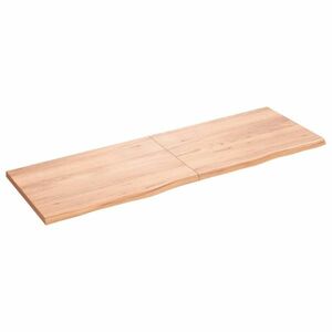 vidaXL világosbarna kezelt tömör fa fürdőszobai pult 180x60x(2-4) cm kép