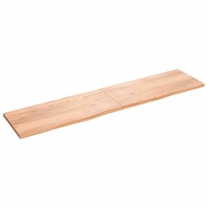 vidaXL világosbarna kezelt tömör tölgyfa asztallap 220x50x(2-4) cm kép