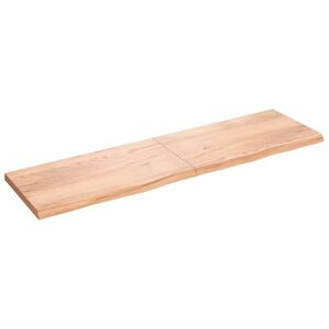 vidaXL világosbarna kezelt tömör fa fürdőszobai pult 220x60x(2-6) cm kép