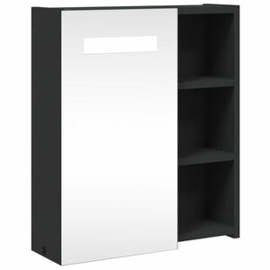 vidaXL fekete tükrös fürdőszobaszekrény LED-del 45 x 13 x 52 cm kép