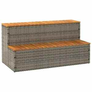 vidaXL pezsgőfürdő lépcső szürke 100x50x50, 5 cm polyrattan és akácfa kép