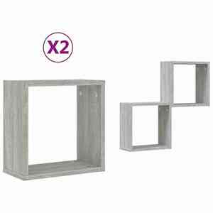 vidaXL 2 db szürke sonoma fali kockapolc 30 x 15 x 30 cm kép