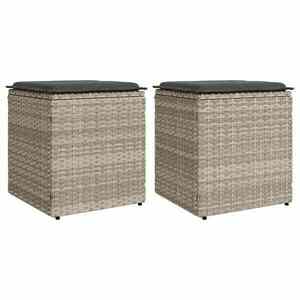 vidaXL 2 db világosszürke polyrattan kerti szék párnával 40x40x43 cm kép