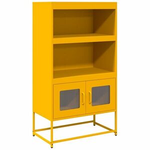 vidaXL Highboard Mustársárga 68x39x123 cm Acél kép