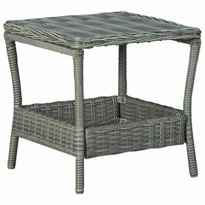 vidaXL világosszürke polyrattan kerti asztal 45 x 45 x 46, 5 cm kép