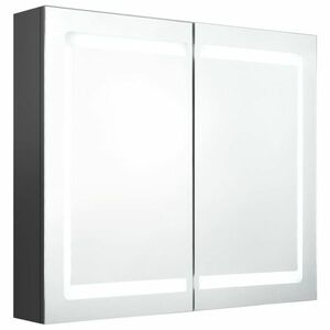 vidaXL szürke LED-es tükrös fürdőszobaszekrény 80 x 12 x 68 cm kép